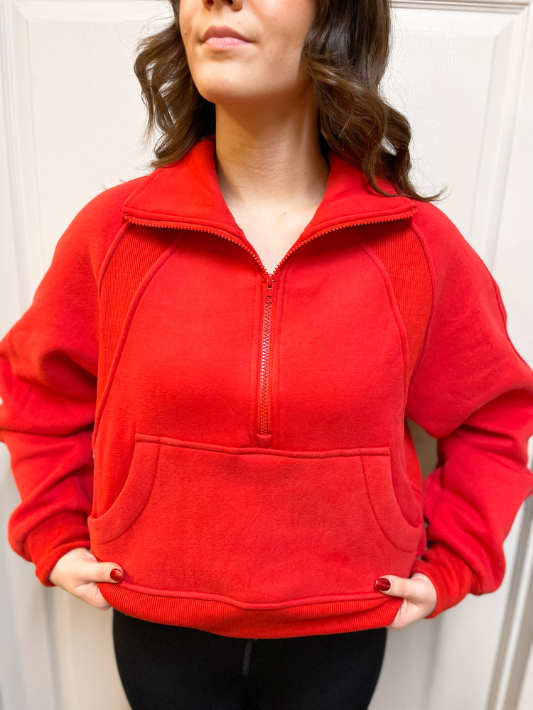 By The Fire Half Zip Pullover | Tomato