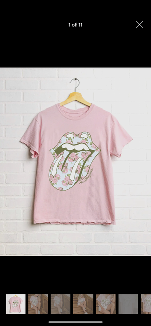 
            
                Load image into Gallery viewer, Livy Lu Rolling Stones Lick Florak Tee | Pink
            
        