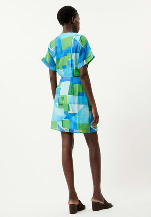 FRNCH Rosaline Dress | Geo Blue