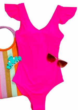 
            
                Load image into Gallery viewer, Beachside Bliss Ribbed One-Piece Swimsuit | Neon
            
        