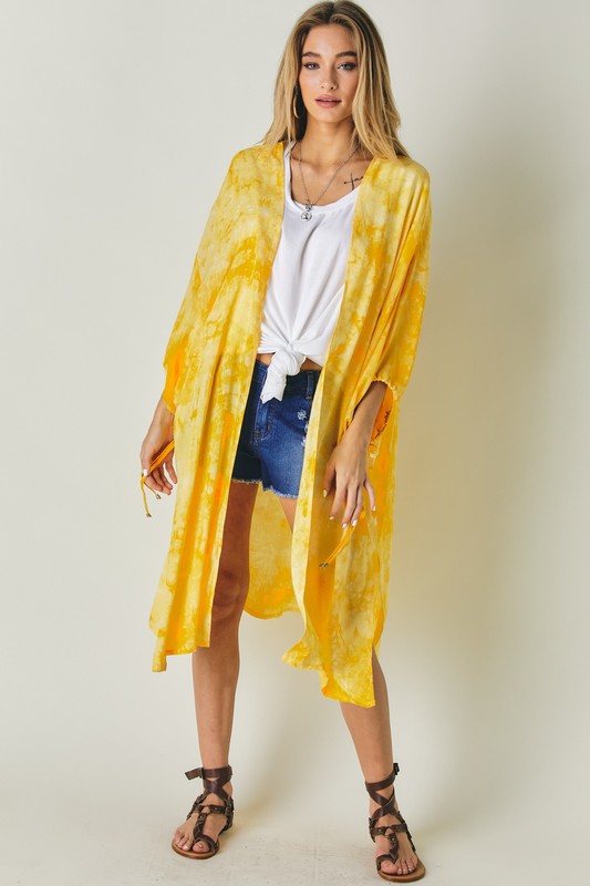 Beaming Tie Dye Kimono | Yellow