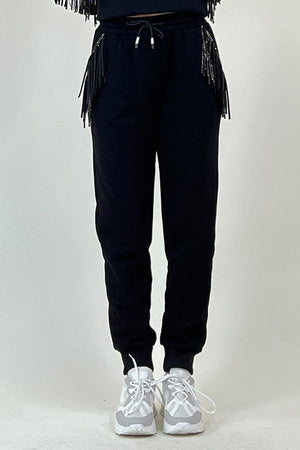 Swing From The Hip Fringe Jogger | Black