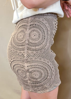 VINTAGE HAVANA Cocoa Circle Crochet Skirt