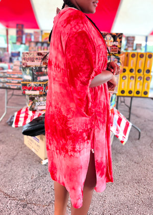 Beaming Tie Dye Kimono | Red