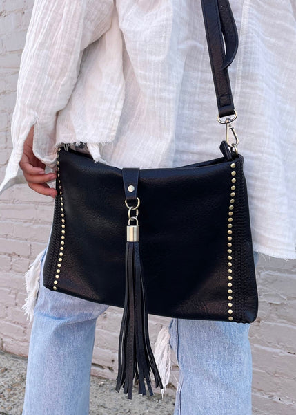 The Isabelle Black Leather Cross Body Bag - Artichoke - FREE DELIVERY UK